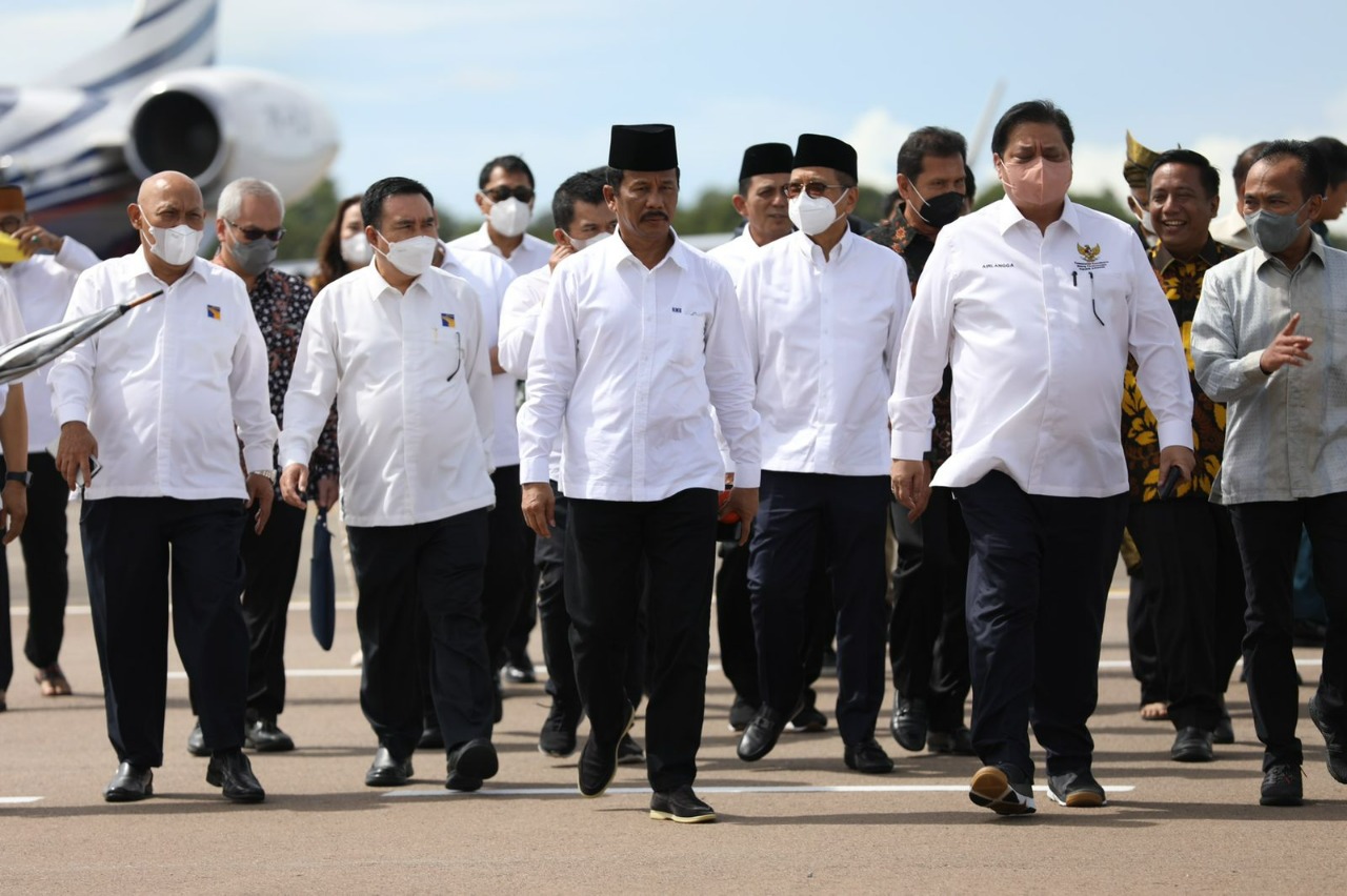 Menteri Kooordinator Bidang Perekonomian Republik Indonesia, Airlangga Hartarto kembali lakukan lawatan ke Batam, pada Jumat pagi (24/6/2022). (hms)