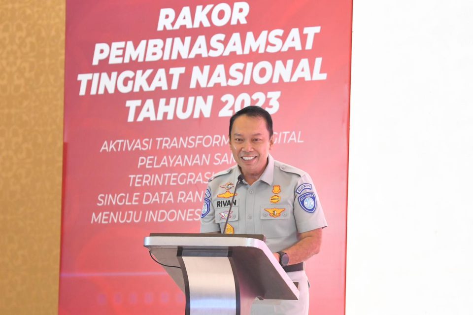 Rapat Koordinasi Pembina Samsat Tingkat Nasional Tahun Anggaran 2023 yang digelar di Bandung, pada Senin (13/03/2023). (hms)