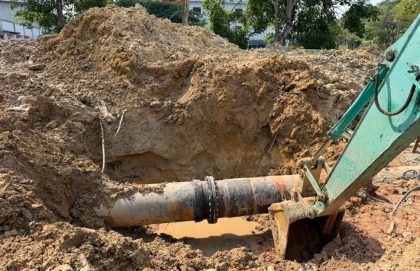 Perbaikan jaringan pipa air minum di kawasan Muka Kuning selesai (foto : hms)